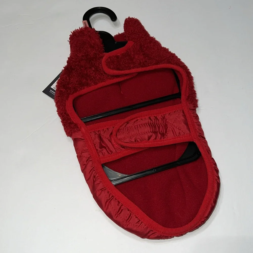 NWT Rowdy Pups Pet Apparel Red Sherpa Fleece & Quilted Dog Jacket XS